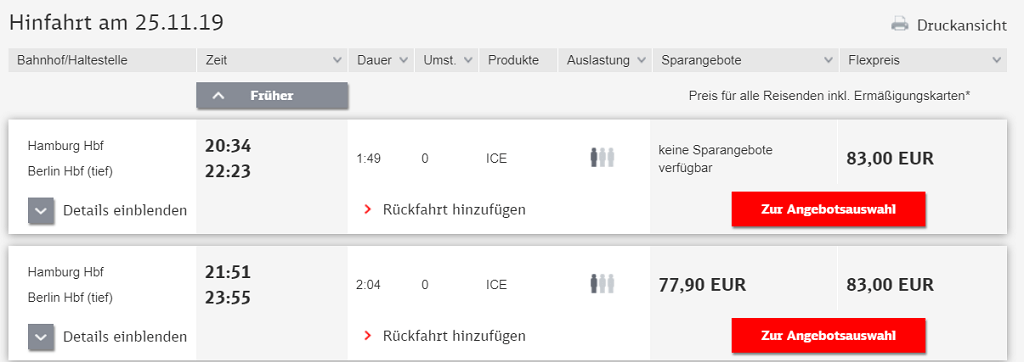 BahnCard 25 im Test: Hamburg-Berlin für 83,00€ ohne BahnCard 25