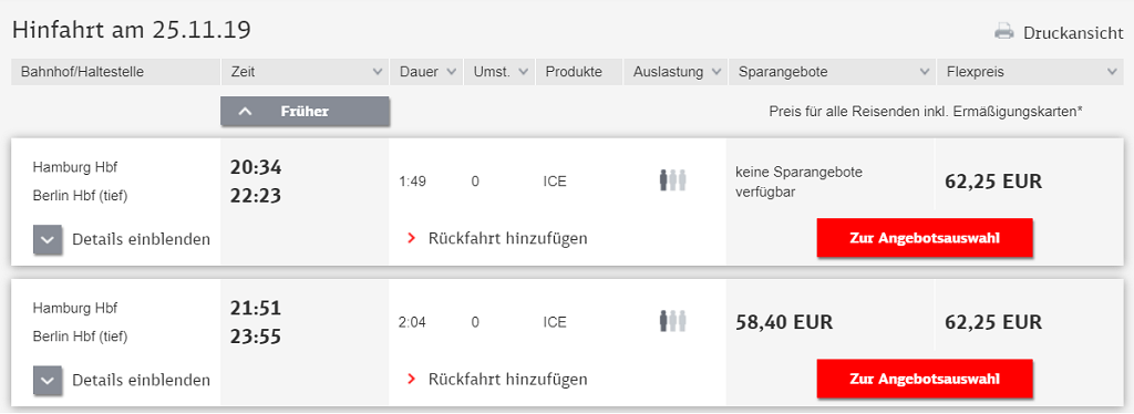 BahnCard 25 im Test: Hamburg-Berlin für 62,25€