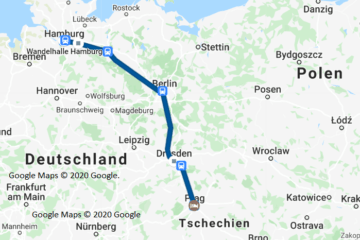 Zugfahrt Hamburg Prag in der Timeline von Google