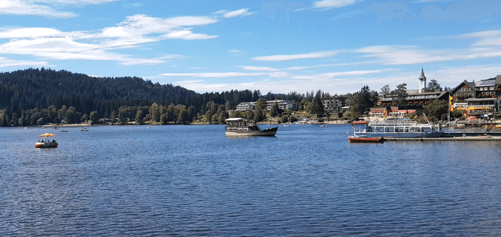 Titisee: Lake with boats in the black Forrest - Germany